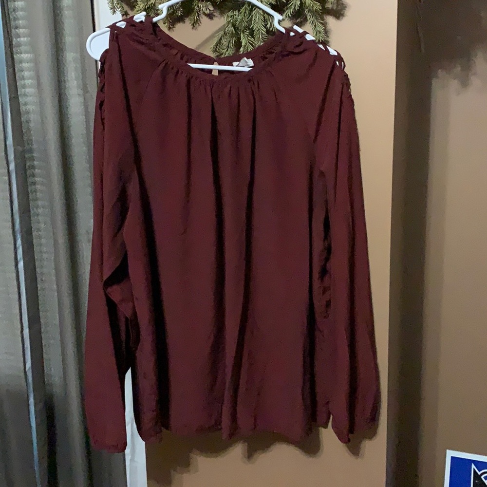 Maroon Long Sleeve Blouse